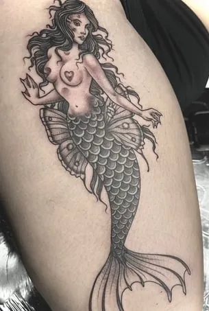 NSFW mermaid tattoo design