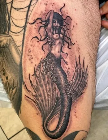 realistic mermaid tattoo design