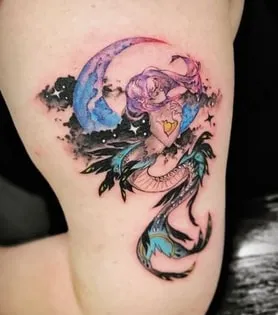 watercolor mermaid tattoo design