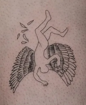 minimal fallen angel tattoo