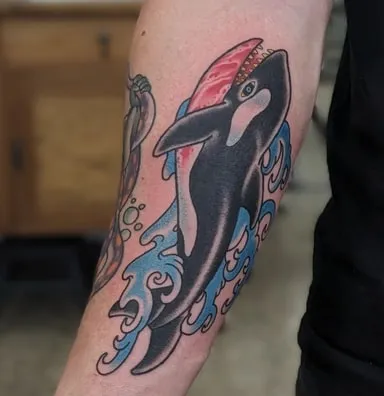 color orca tattoo design