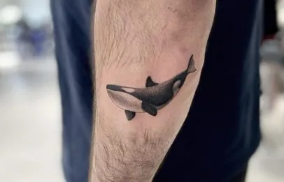 minimal orca tattoo design