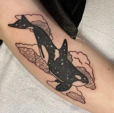 geometric orca tattoo design