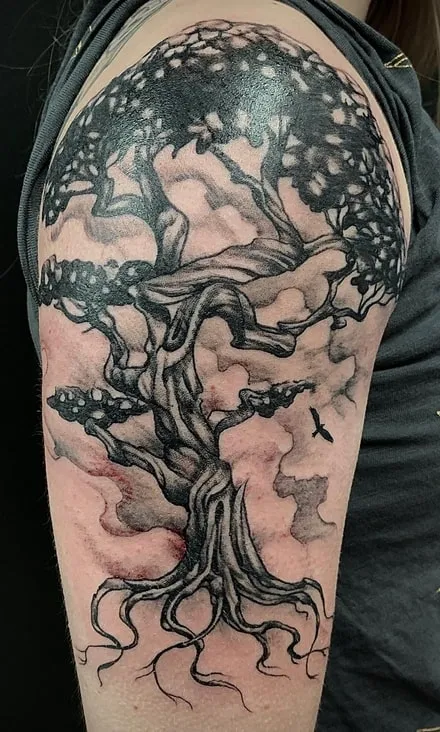 realistic yggdrasil tattoo design