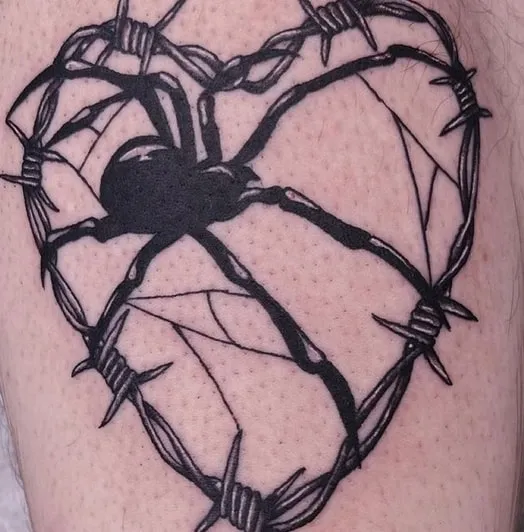 spider barbed wire tattoo