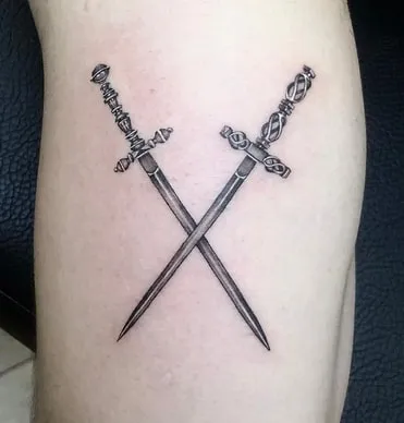 two katana crossed tattoo design