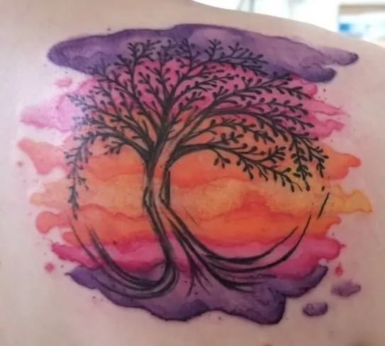 watercolor yggdrasil tattoo