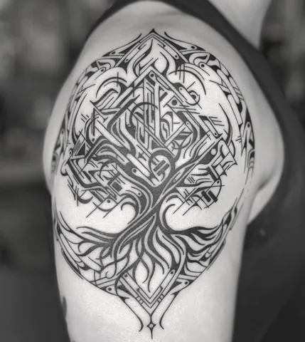 shoulder yggdrasil tattoo design