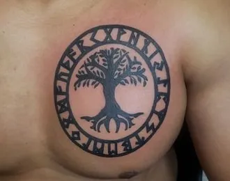 chest yggdrasil tattoo design