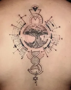 geometric yggdrasil tattoo design