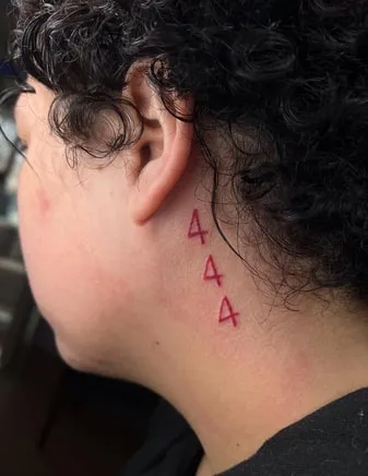 behind ear 444 Tattoo Design Idea