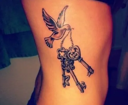 Bird with Keys Tattoo Idea 4 black Bird with Keys Tattoo Idea