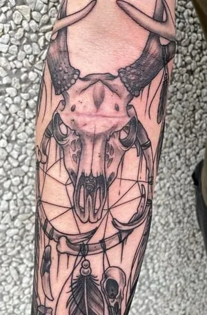 Dreamcatcher Bull Skull Tattoo Dreamcatcher Bull Skull Tattoo
