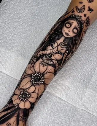 detalied Emily from Corpse Bride Tattoo