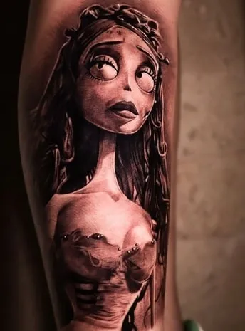 realistic Emily from Corpse Bride Tattoo