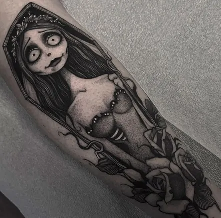 gray Emily from Corpse Bride Tattoo