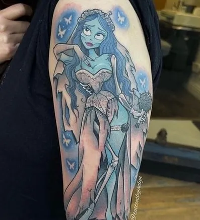 blue Emily from Corpse Bride Tattoo