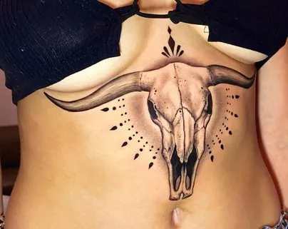 Feminine Bull Skull Tattoo Feminine Bull Skull Tattoo