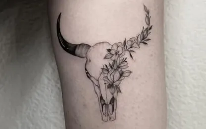 Floral Bull Skull Tattoo Floral Bull Skull Tattoo