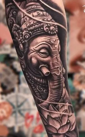 shaded Ganesha Tattoo Design