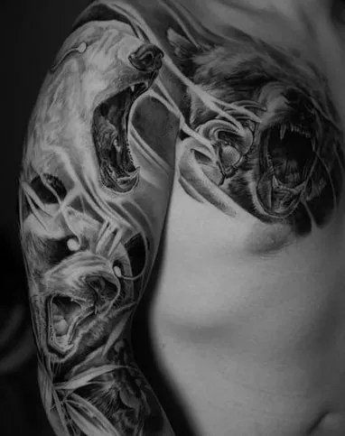 bear tattoo for men design 6 chest arm bear tattoo for men design