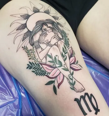 earthy mandala virgo tattoo