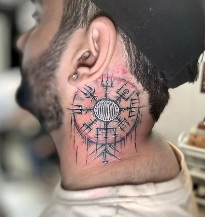neck vegvisir tattoo design 