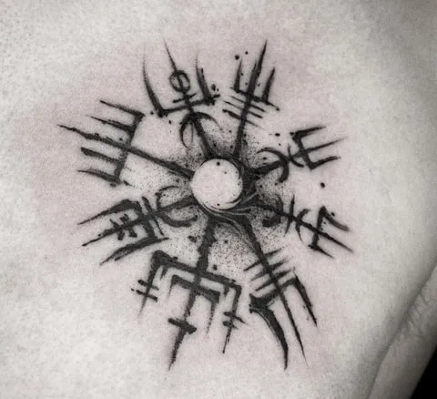chest vegvisir tattoo design 
