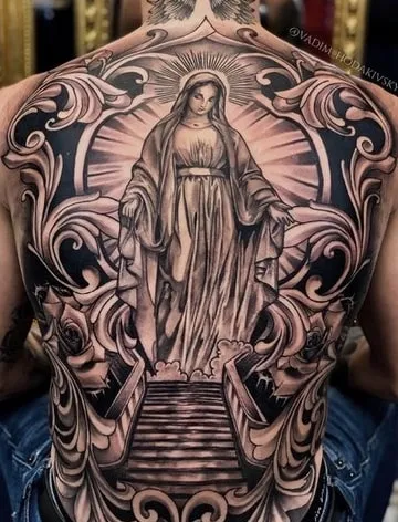 full back virgin mary tattoo design
