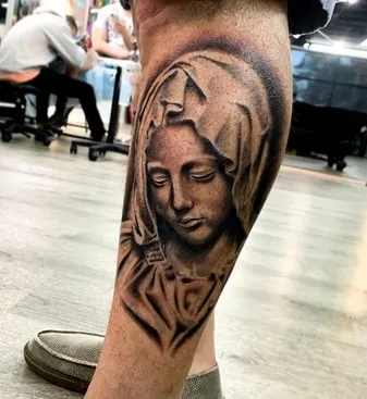 virgin mary face tattoo design