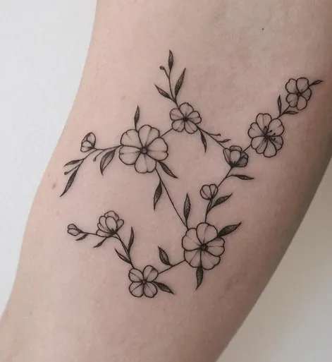 virgo flower constellation tattoo