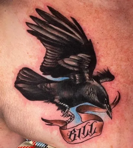 customized crow tattoo design for guys