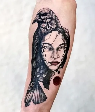 abstract crow tattoo design for guys