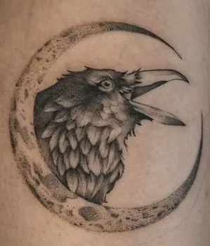 moon and crow tattoo design for guys