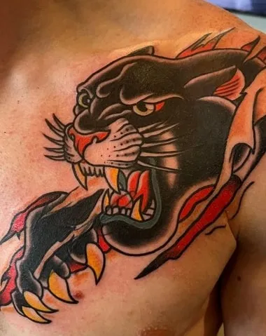 chest panther tattoo design