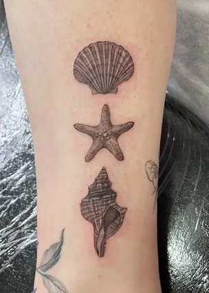 shell tattoo design variation 10 starfish and shell tattoo design