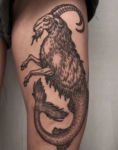 mermaid Goat Tattoo Design