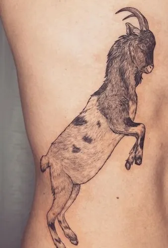 simple line work Goat Tattoo Design