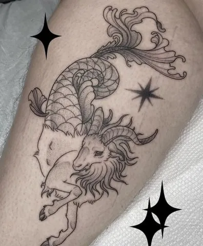 celestial Goat Tattoo Design