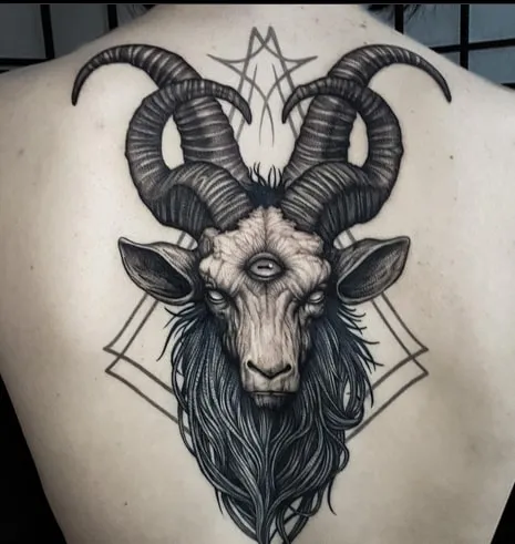 satanic Goat Tattoo Design