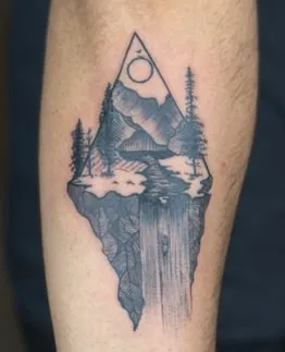framed Mountain Tattoo Design