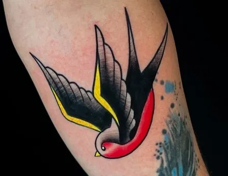 color Swallow Tattoo Design