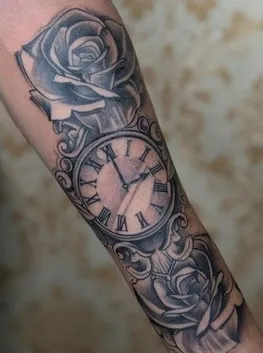 pocket watch clock tattoo design