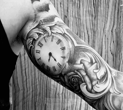 bicep clock tattoo design