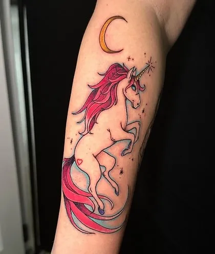 red unicorn tattoo