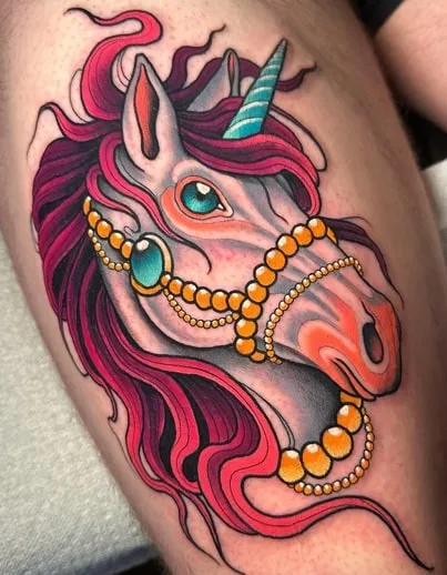 color work unicorn tattoo