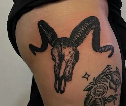 ram skull tattoo idea 5 thigh ram skull tattoo