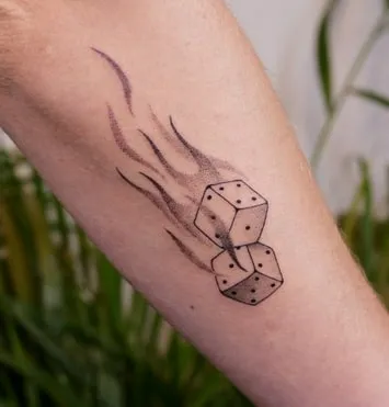 dice tattoo design 3 fire dice tattoo design