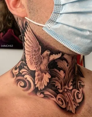 neck dove tattoo design