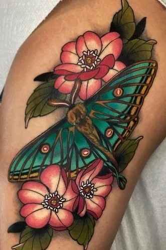 color moth tattoo design